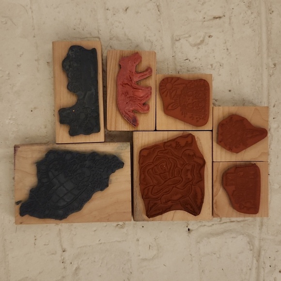 Wooden Stamps with Colorful Designs 7 Total - Picture 4 of 4